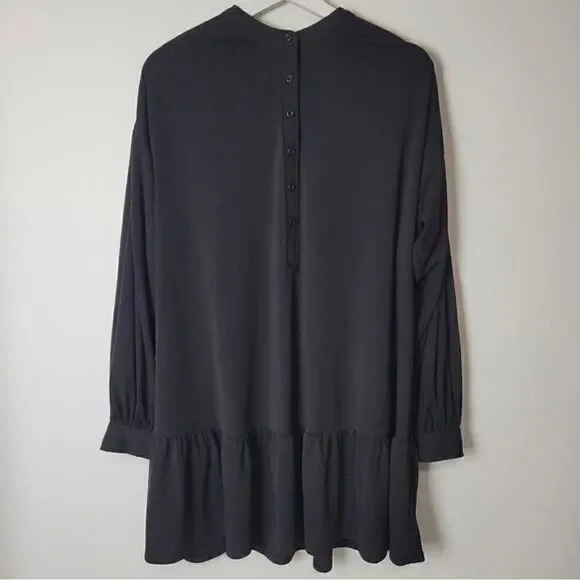 Elizabeth and James Black Smock Boho Style Long Sleeve Tunic Dress Size - Picture 2 of 6